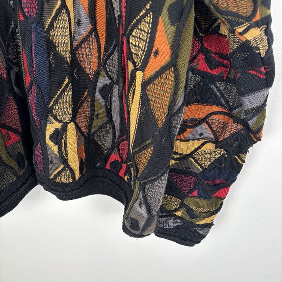 Vintage 1990s Hiphop TUNDRA Textured Sweater XLT Cotton Canada Coogi Colorful - Picture 2 of 8